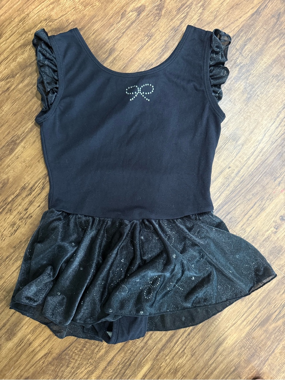 Jacques Moret Black Sparkle Ballet Dance Leotard with Ruffle Sleeves